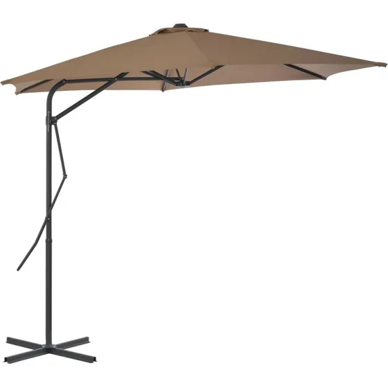 Parasol 300 cm stålstang gråbrun – UV-beskyttende