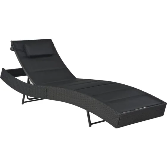 Liggestol i polyrattan og textilene – Sort