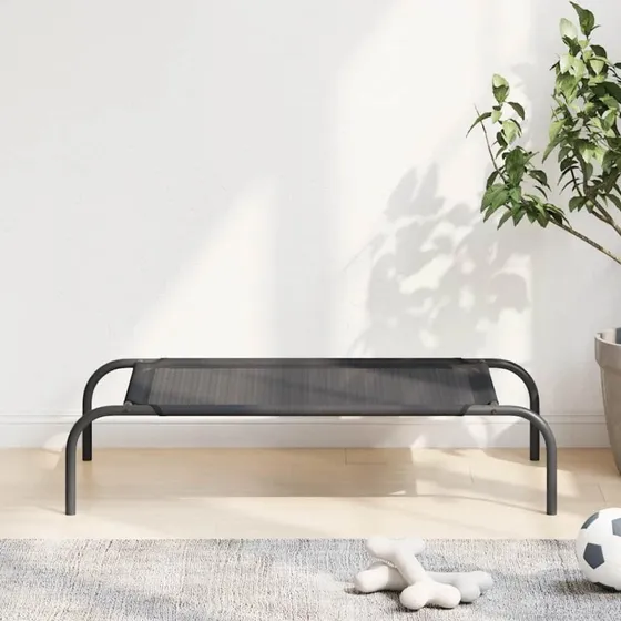 Forhjet hundeseng S i Textilene  sort