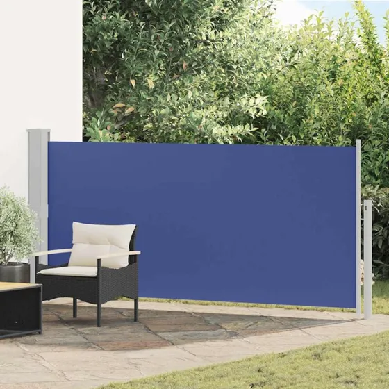 Sammenrullelig sidemarkise 140x300 cm blå