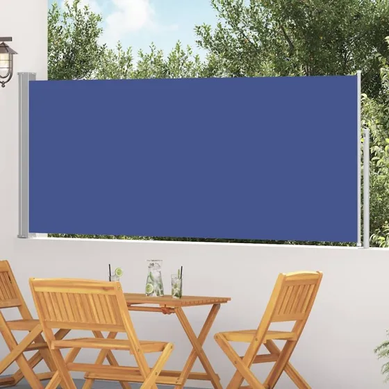 Sammenrullelig sidemarkise 120x300 cm blå
