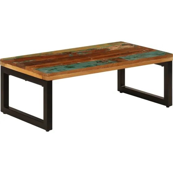 Sofabord 100x50x35 cm i massivt genbrugstræ & stål