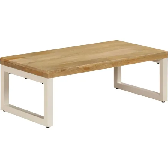 Sofabord i massivt mangotræ og stål 100x50x35 cm