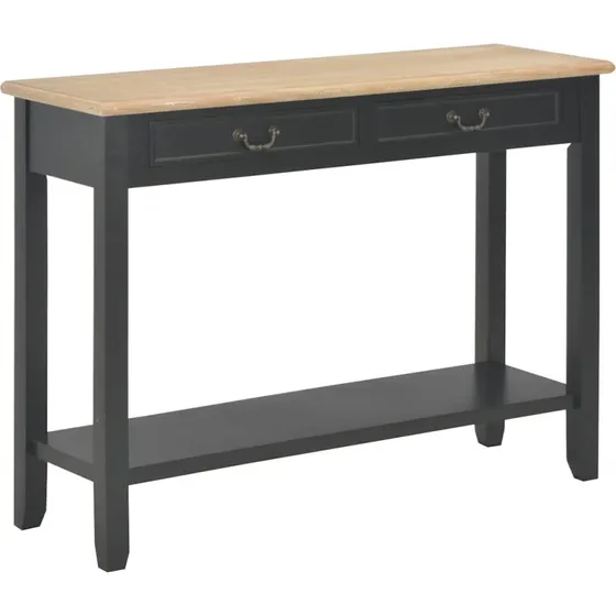 Konsolbord i træ 110x35x80 cm – sort med 2 skuffer