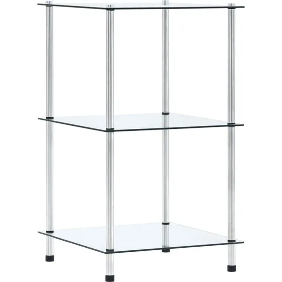 Glasreol 3 hylder 40x40x67 cm – hærdet transparent glas