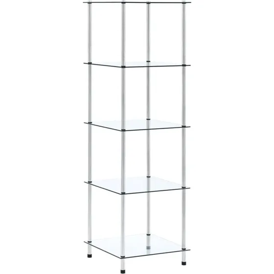 Glasreol 5 hylder 40x40x130 cm – hærdet glas