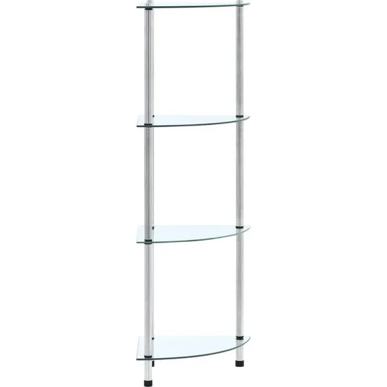 Glasreol 4 hylder 30x30x100 cm – hærdet glas & stål