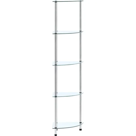 Glasreol 5 hylder 30x30x130 cm — hærdet glas