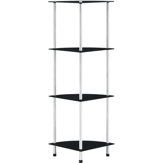 Glasreol 4 hylder 30x30x100 cm - sort