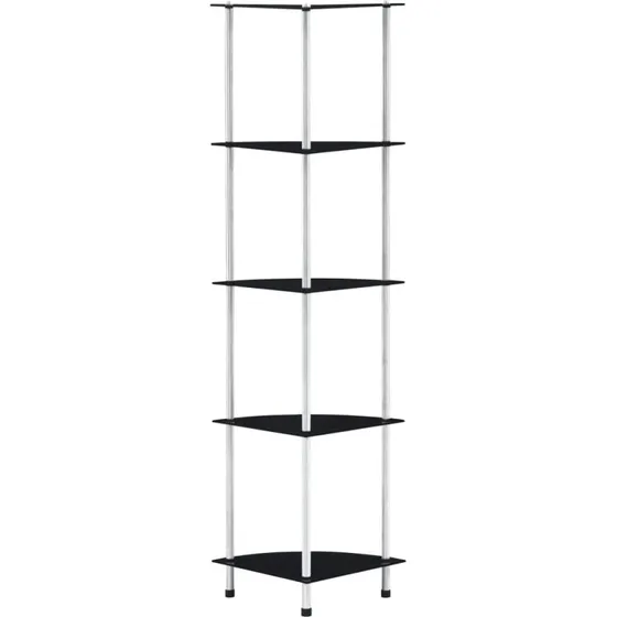 Glasreol 5 hylder 30x30x130 cm – Sort