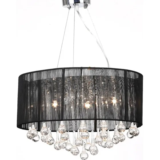 Lysekrone sort med 85 krystaller og 3 fatninger