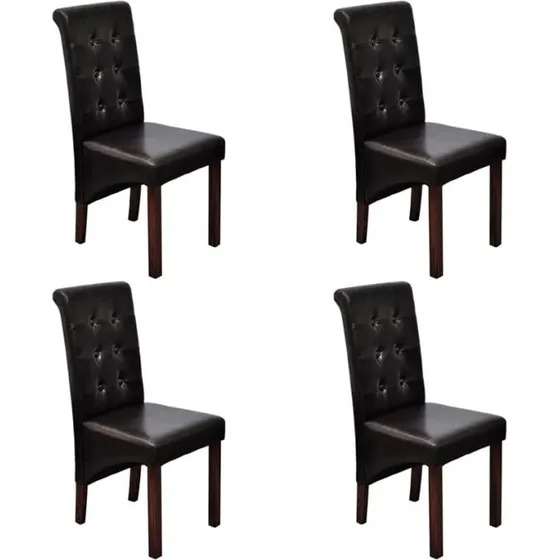 Spisebordsstole 4 stk. brun kunstlder og tr