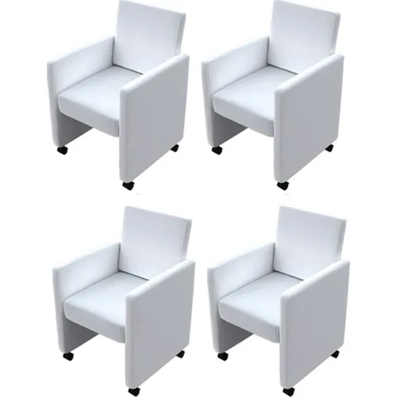 Spisebordsstole 4 stk. hvide i kunstlder