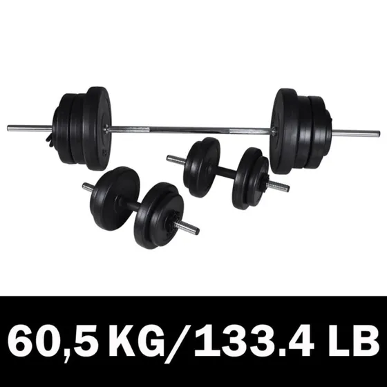 Vgtstang + 2 justerbare hndvgte 60,5 kg