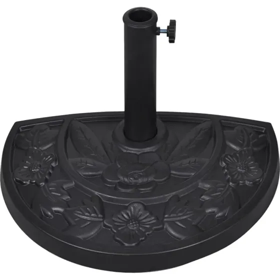 Halvrund parasolfod i resin - 9 kg, sort