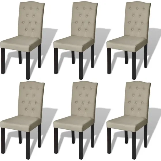 Spisebordsstole 6 stk. kamel stof med trben