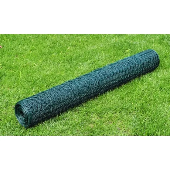 Hnsenet 25x0,5 m stl med grn PVC-belgning