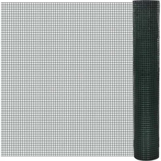 Hønsenet galvaniseret stål 10 x 0,5 m – grøn PVC