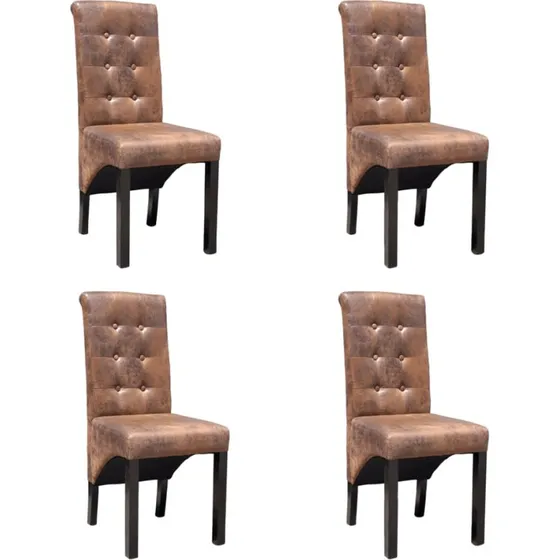 Spisebordsstole 4 stk. brun kunstlder, polstret rygln