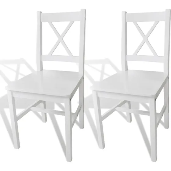 Spisebordsstole 2 stk. i massiv fyrretræ - Hvid