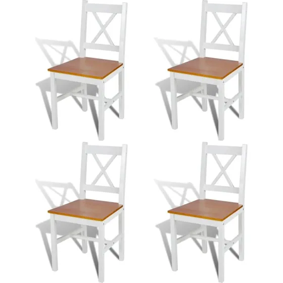 4 stk. spisebordsstole i massivt fyrretræ, hvid