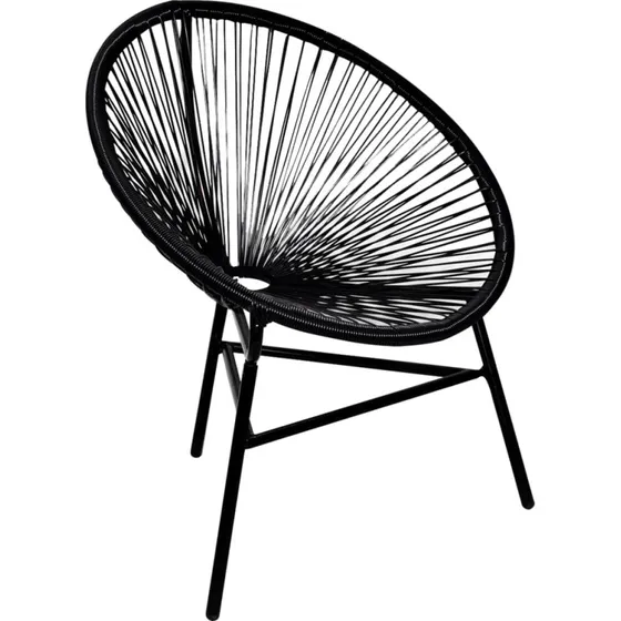 Havestol i polyrattan sort med ovalt design
