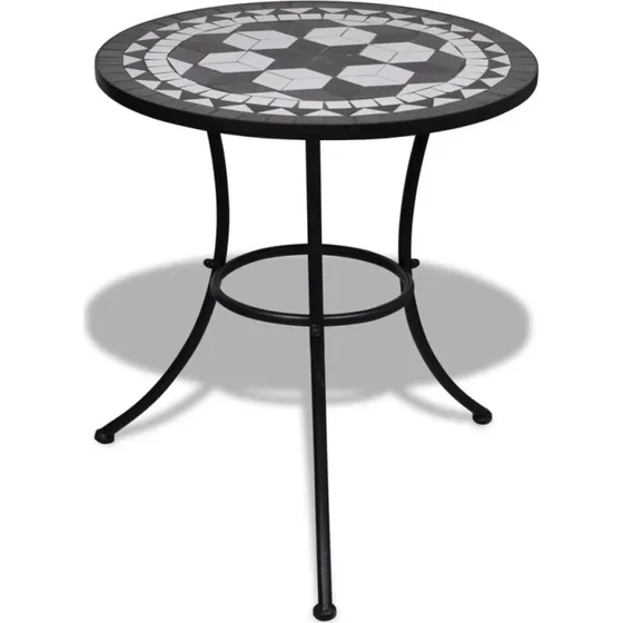 Bistrobord 60 cm mosaik  sort/hvid, keramisk bordplade
