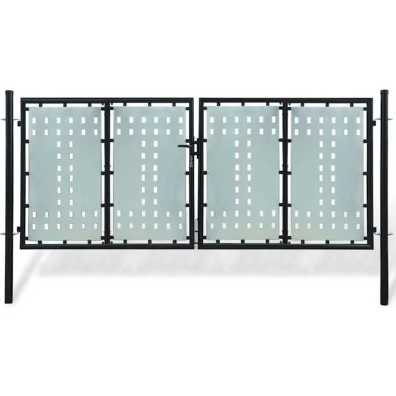 Sort stl hegnslge enkeltdr 300x125175 cm