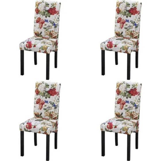 Spisebordsstole 4 stk. stof med blomsterprint