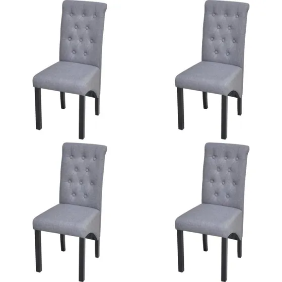 Spisebordsstole 4 stk. lysegrå stof med gummitræsstel