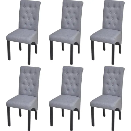 Spisebordsstole 6 stk. stof lysegrå – polstret & solide ben