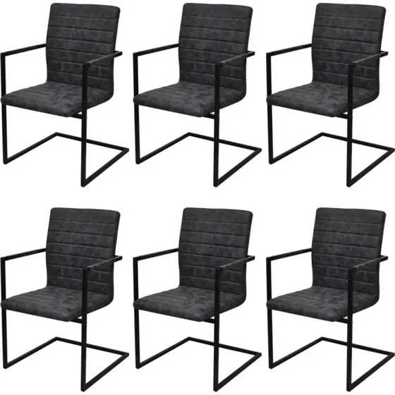 Spisebordsstole cantilever 6 stk. kunstlæder sort