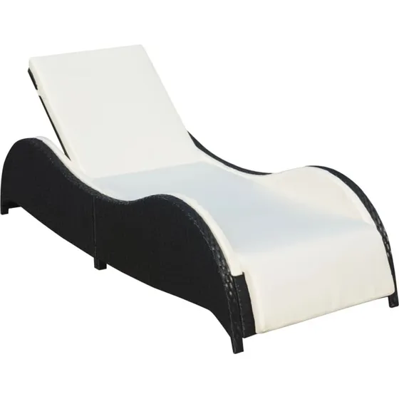 Liggestol i sort polyrattan med hynde