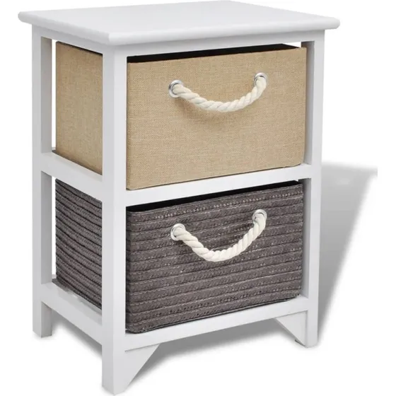 Rustikt sengeskab i træ med 2 skuffer (35x27x48 cm)