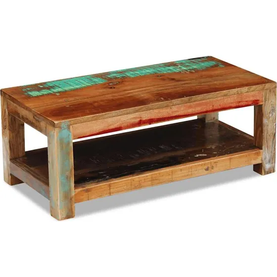 Sofabord 90x45x35 cm i massivt genbrugstræ