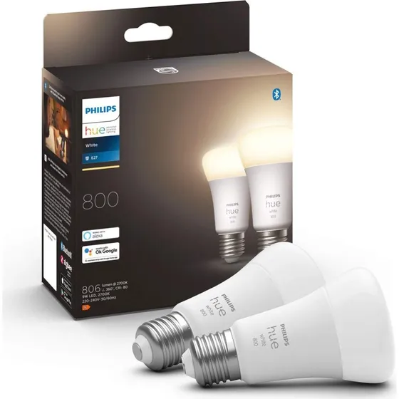 Philips Hue White A60 E27 2-pak  800 lm