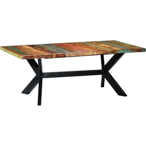 Spisebord 200x100 cm i massivt genbrugstræ, industristil