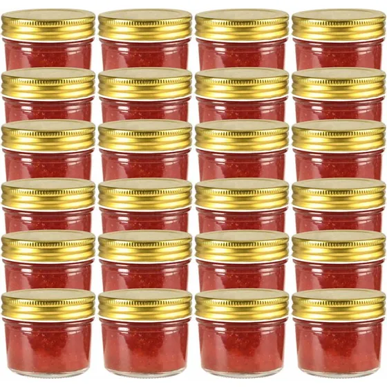 Syltetjsglas 24 stk., 110 ml med guldfarvet lg