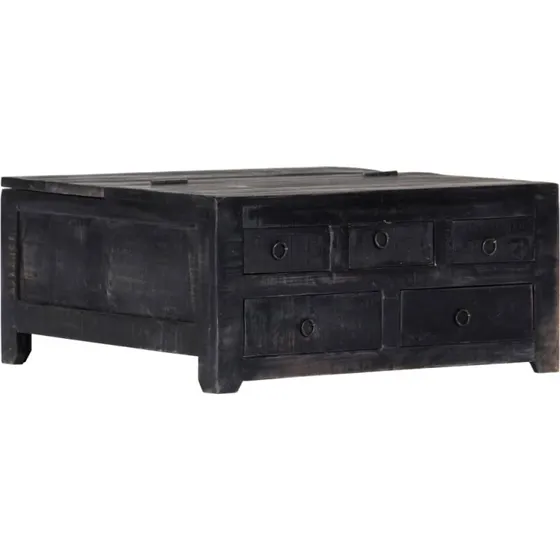 Sofabord i massivt mangotr 65x65x30 cm, sort