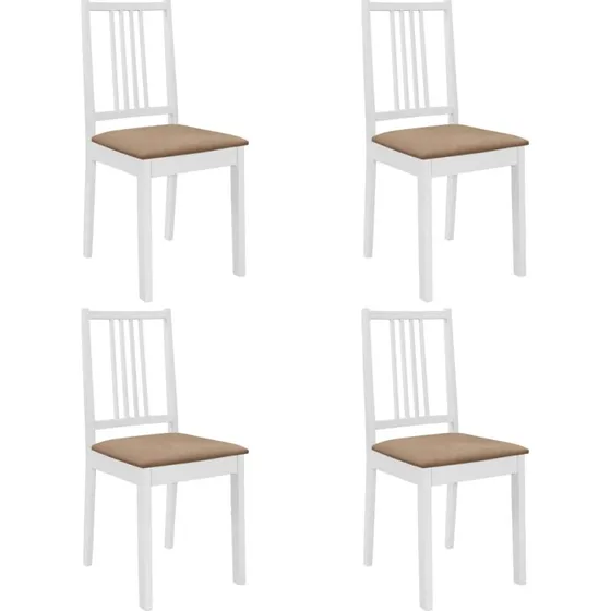 Spisebordsstole 4 stk. massivt tr med hynder, hvid