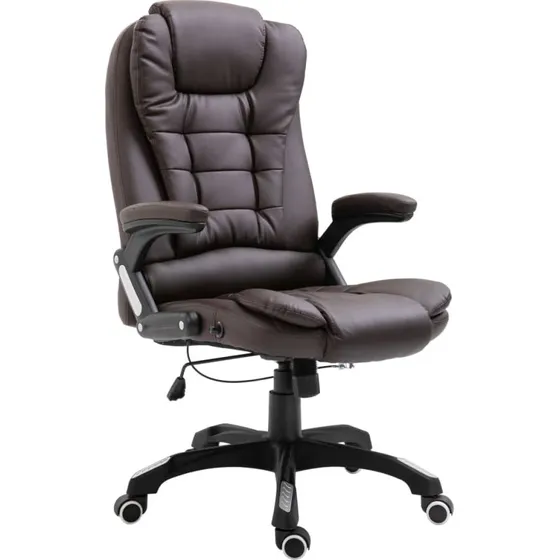 Kontorstol i kunstlder, brun  hj ryg og ergonomisk