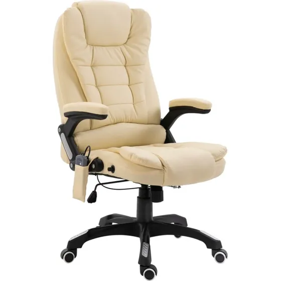 Ergonomisk kontorstol med massage, creme polyester