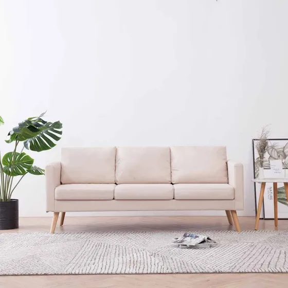 3-personers sofa i creme stof – komfort og stil