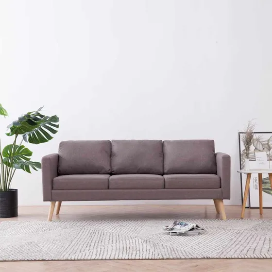 3-personers stofsofa i gråbrun – komfortabel og stilren