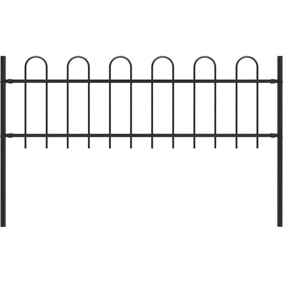 Havehegn i sort pulverlakeret stl 1,8 m med buet top