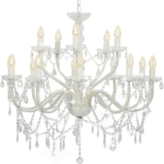 Lysekrone 2-lag 15xE14 krystaller hvid