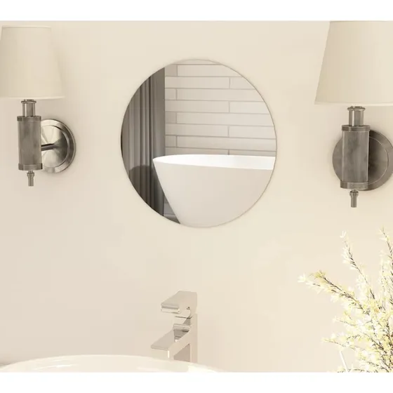 Rundt spejl uden ramme 30 cm - klart glas
