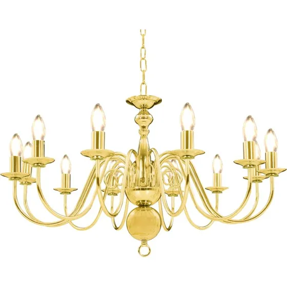 Lysekrone 12-armet gylden E14 – klassisk elegant
