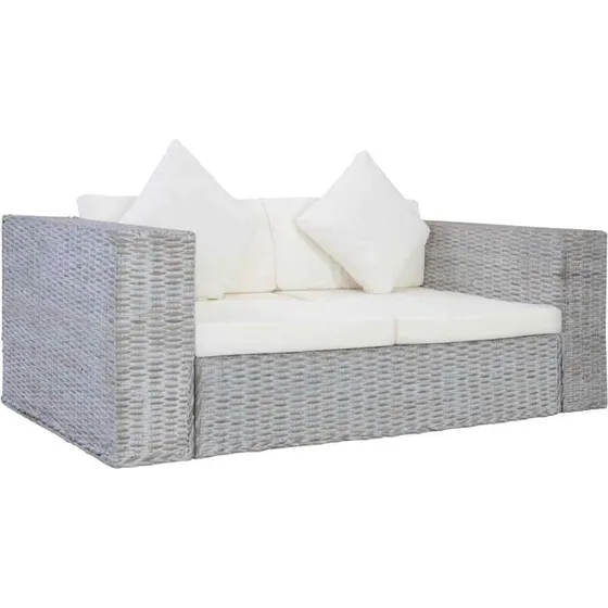 2-personers rattan sofa i naturlig grå - kubu-rattan