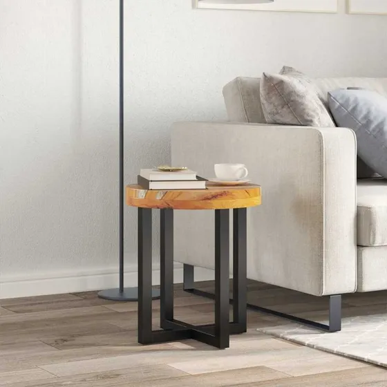 Sofabord 40x45 cm i massivt teak og klar polyresin